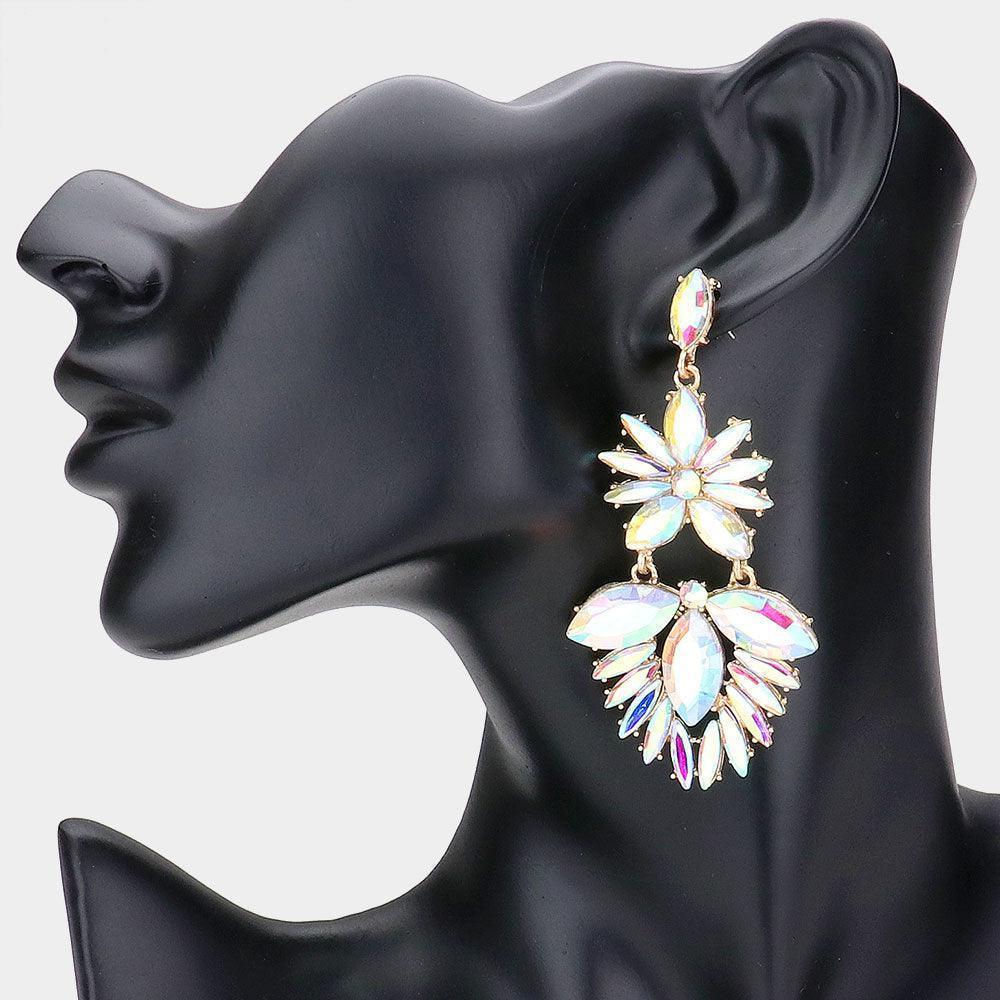 Marquise Stone Cluster Chandelier Dangle Evening Earrings - Jewelry Store by Erik Rayo
