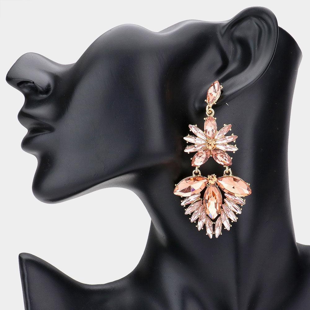 Marquise Stone Cluster Chandelier Dangle Evening Earrings - Jewelry Store by Erik Rayo