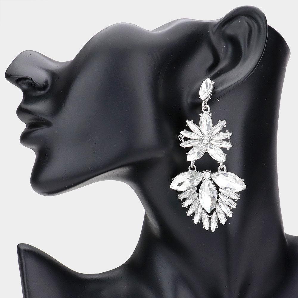 Marquise Stone Cluster Chandelier Dangle Evening Earrings - Jewelry Store by Erik Rayo