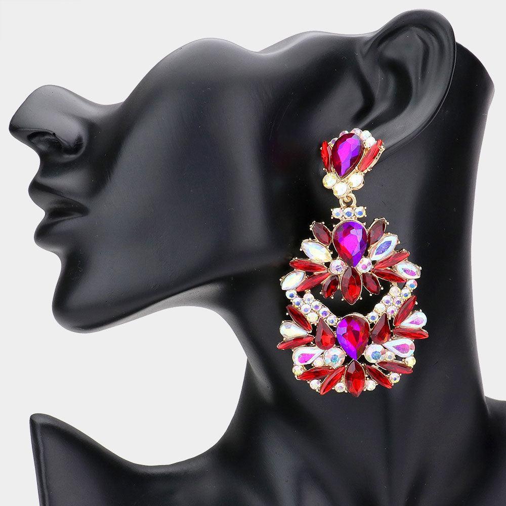Multi Stone Cluster Chandelier Dangle Evening Earrings - Jewelry Store by Erik Rayo