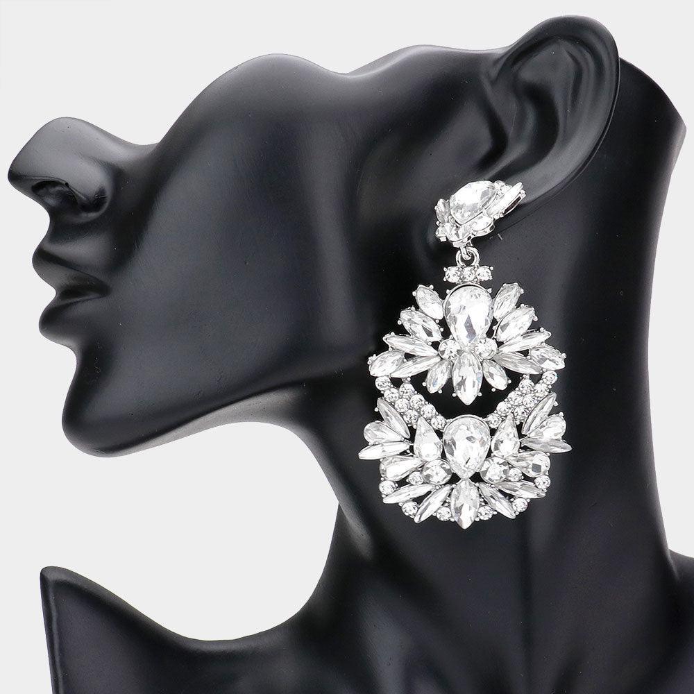 Multi Stone Cluster Chandelier Dangle Evening Earrings - Jewelry Store by Erik Rayo
