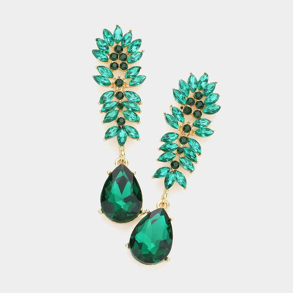 Marquise Stone Cluster Teardrop Link Dangle Evening Earrings - Jewelry Store by Erik Rayo