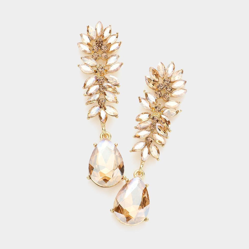 Marquise Stone Cluster Teardrop Link Dangle Evening Earrings - Jewelry Store by Erik Rayo