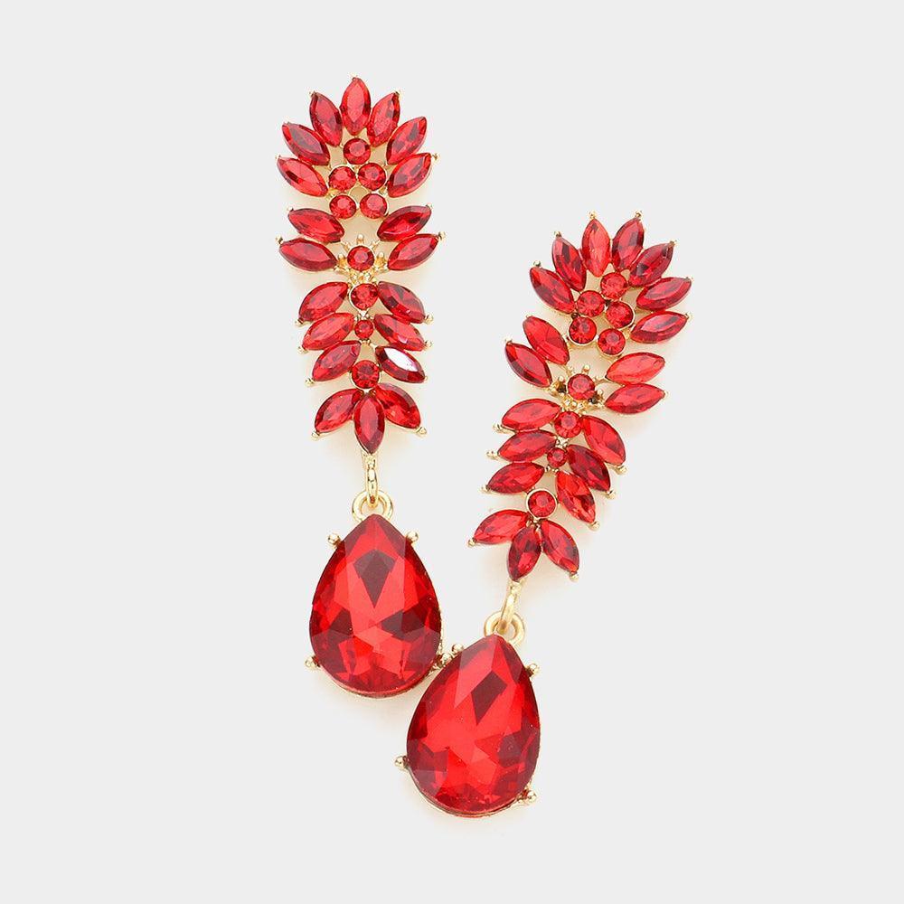 Marquise Stone Cluster Teardrop Link Dangle Evening Earrings - Jewelry Store by Erik Rayo