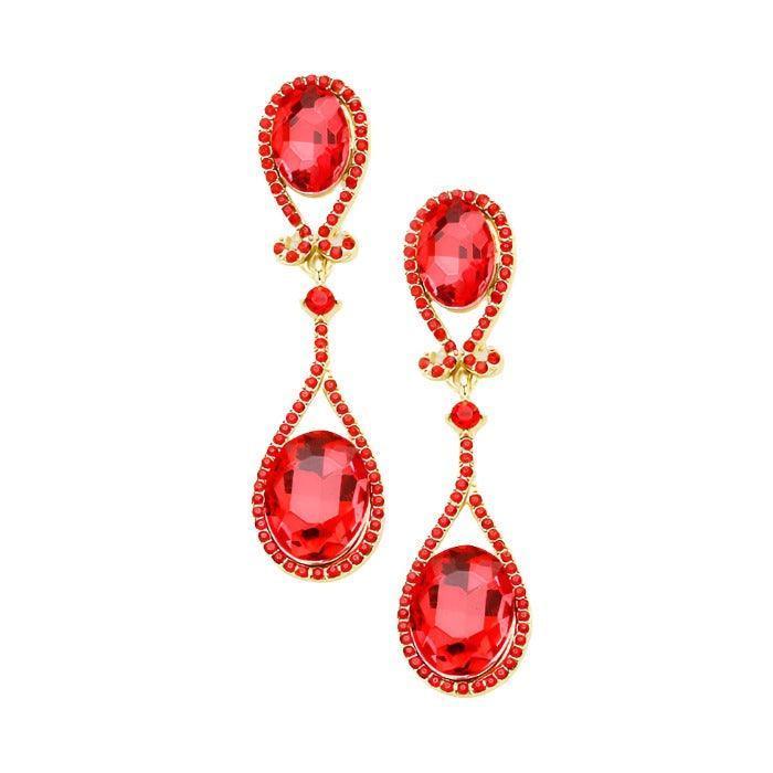 Gold Crystal Rhinestone Marquise Evening Earrings - Jewelry Store by Erik Rayo