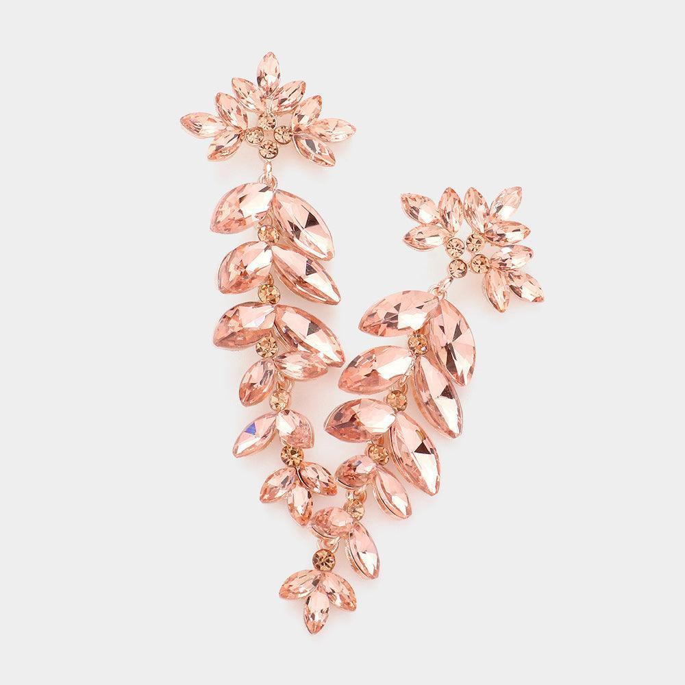Peach Marquise Stone Cluster Dangle Evening Earrings - Jewelry Store by Erik Rayo