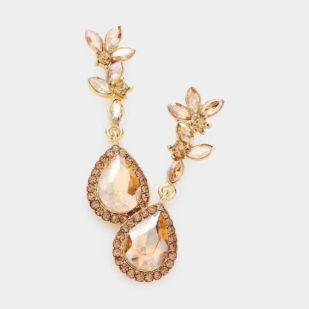 Marquise Stone Cluster Teardrop Link Dangle Evening Earrings - Jewelry Store by Erik Rayo