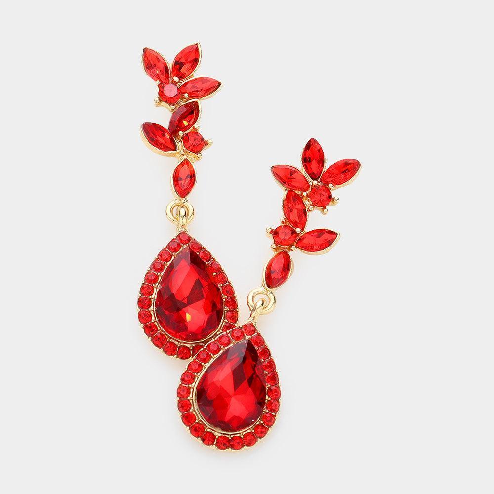 Marquise Stone Cluster Teardrop Link Dangle Evening Earrings - Jewelry Store by Erik Rayo