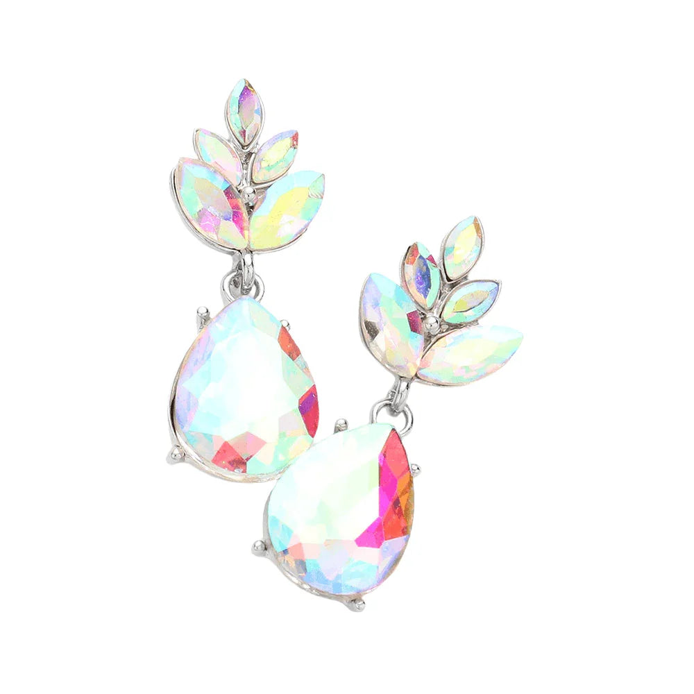 Silver Crystal Teardrop Cluster Vine Evening Earrings - Jewelry Store by Erik Rayo