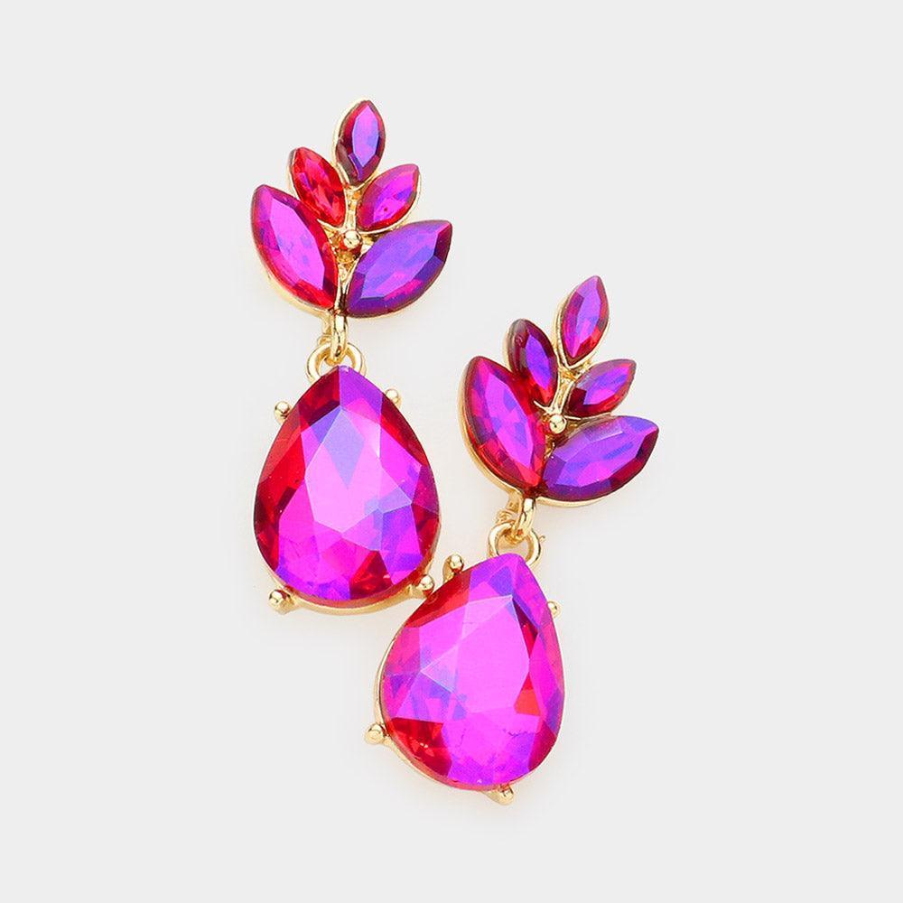 Purple Crystal Teardrop Cluster Vine Evening Earrings - Jewelry Store by Erik Rayo