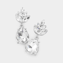 Load image into Gallery viewer, Silver Crystal Teardrop Cluster Vine Evening Earrings
