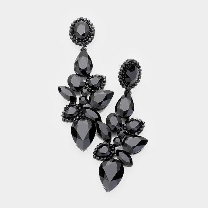 Black Multi Stone Cluster Vine Evening Earrings - Jewelry Store by Erik Rayo