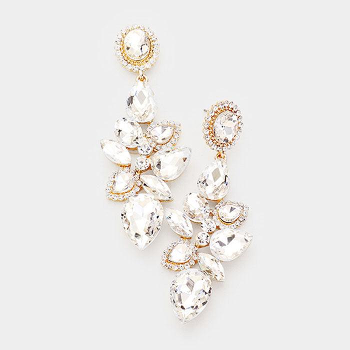 Gold Multi Stone Cluster Vine Evening Earrings - Jewelry Store by Erik Rayo