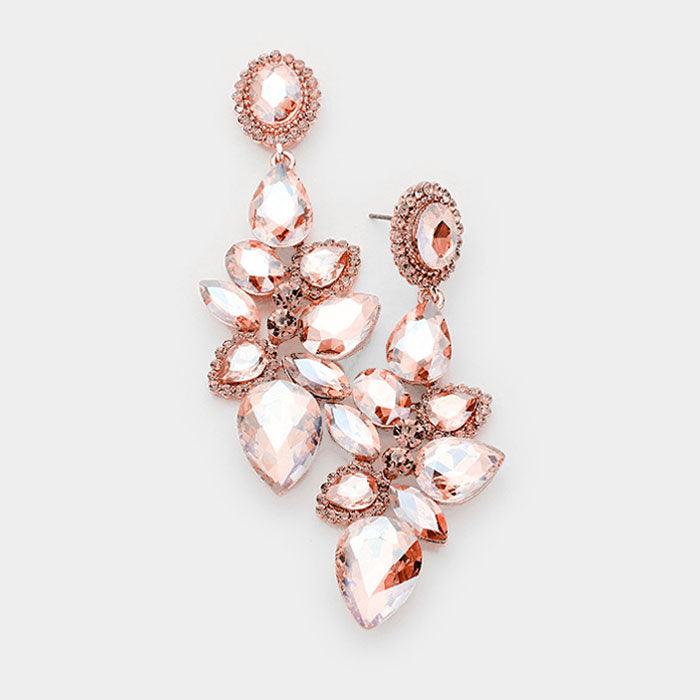 Rose Gold Multi Stone Cluster Vine Evening Earrings - Jewelry Store by Erik Rayo