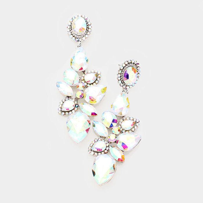 Silver Multi Stone Cluster Vine Evening Earrings - Jewelry Store by Erik Rayo