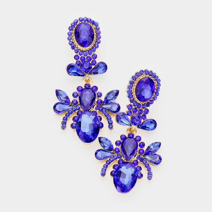 Gold Crystal Rhinestone Bee Dangle Marquise Earrings - Jewelry Store by Erik Rayo