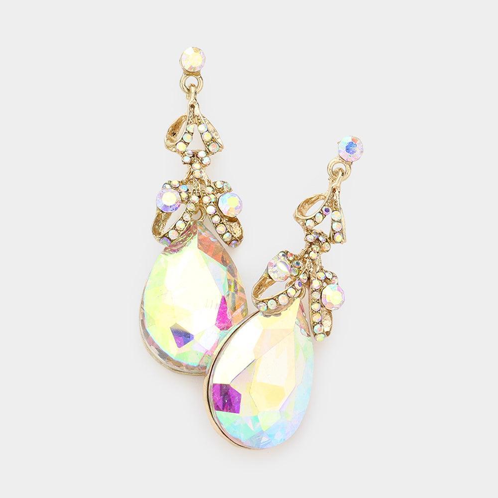Gold Crystal Teardrop Chandelier Dangle Evening Earrings - Jewelry Store by Erik Rayo