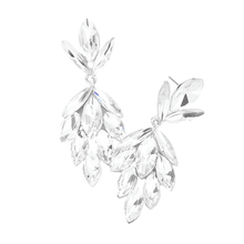 Load image into Gallery viewer, Silver Crystal Marquise Cluster Evening Earrings
