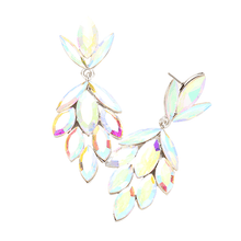 Load image into Gallery viewer, Silver Crystal Marquise Cluster Evening Earrings
