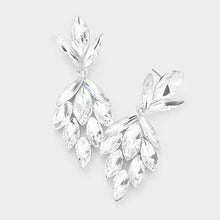 Load image into Gallery viewer, Silver Crystal Marquise Cluster Evening Earrings
