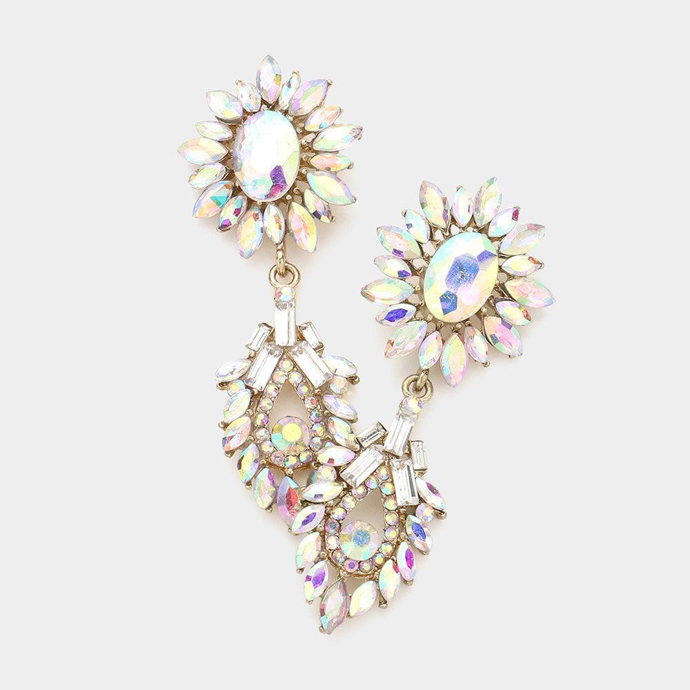 Gold Crystal Rhinestone Sunflower Evening Earrings - Jewelry Store by Erik Rayo