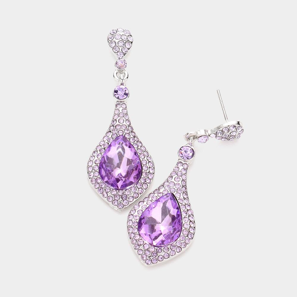 Teardrop Crystal Rhinestone Pave Evening Earrings