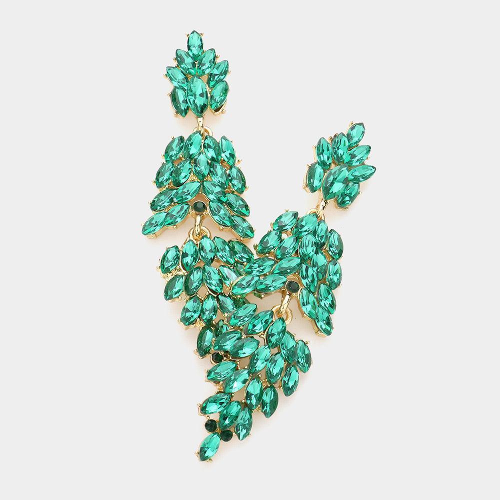 Marquise Crystal Cluster Drop Evening Earrings - Jewelry Store by Erik Rayo