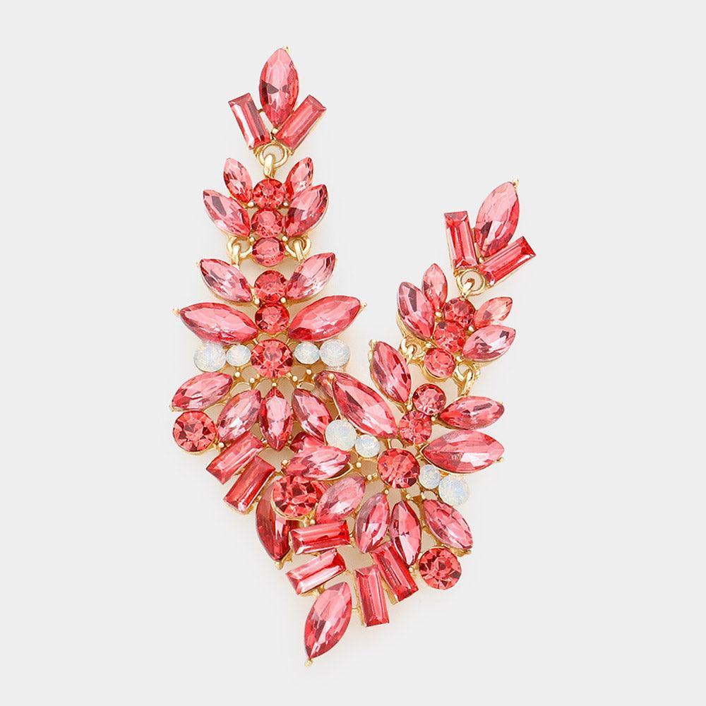 Coral Marquise Stone Cluster Evening Earrings - Jewelry Store by Erik Rayo