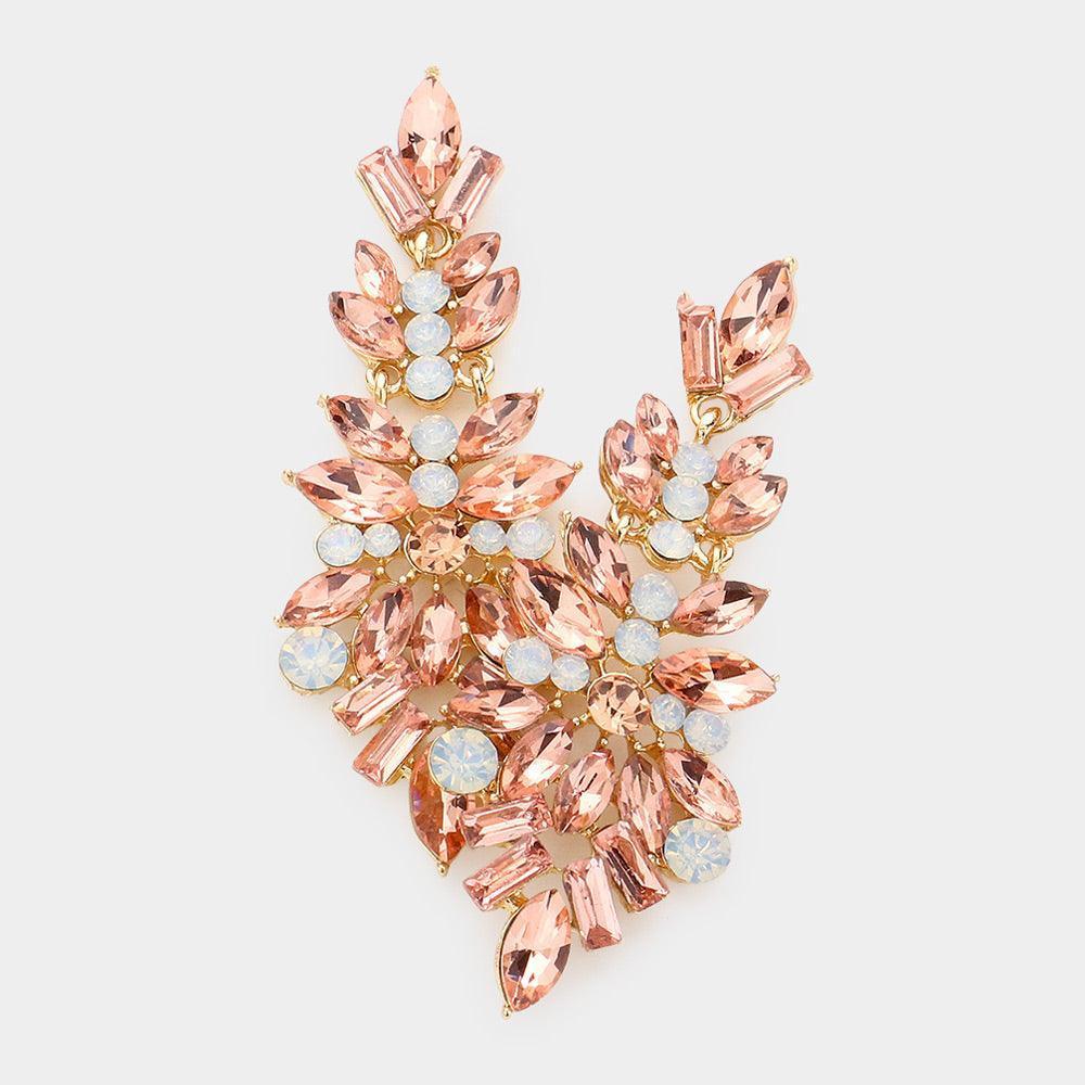 Peach Marquise Stone Cluster Evening Earrings - Jewelry Store by Erik Rayo