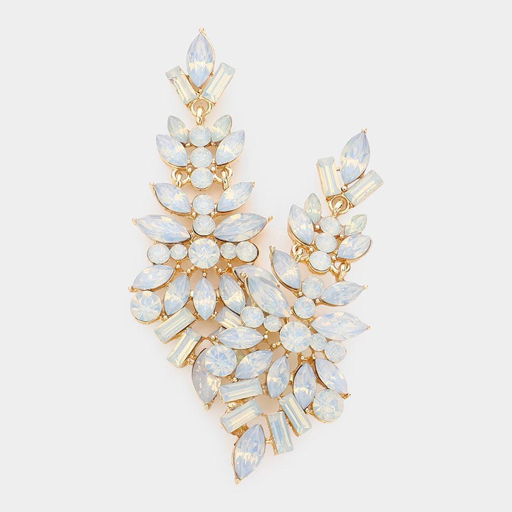 White Marquise Stone Cluster Evening Earrings - Jewelry Store by Erik Rayo