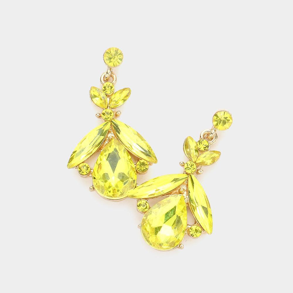 Yellow Teardrop Crystal Marquise Evening Earrings - Jewelry Store by Erik Rayo
