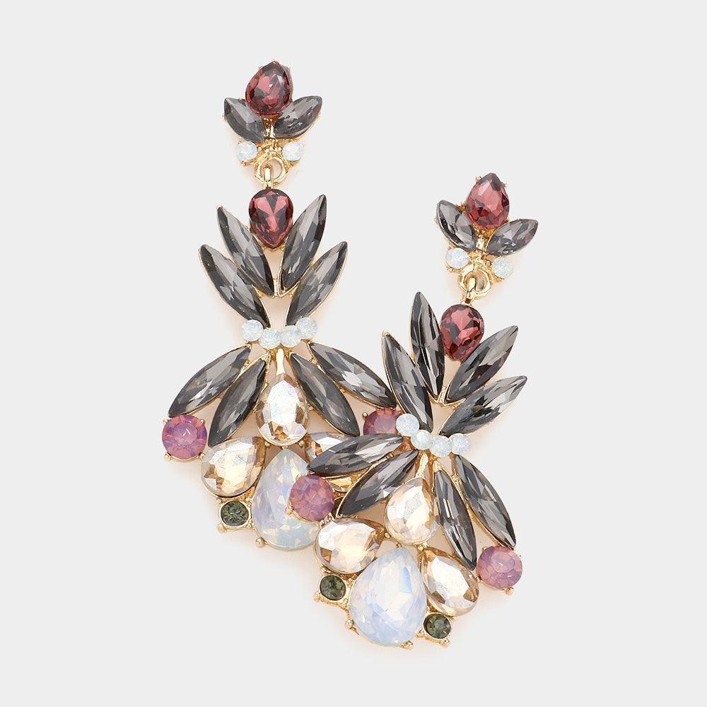 Black Multi Stone Cluster Dangle Evening Earrings - Jewelry Store by Erik Rayo