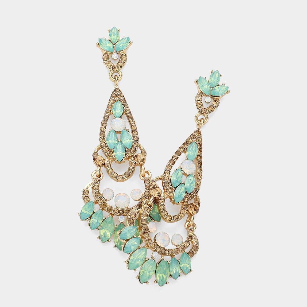 Gold Crystal Rhinestone Chandelier Evening Earrings - Jewelry Store by Erik Rayo