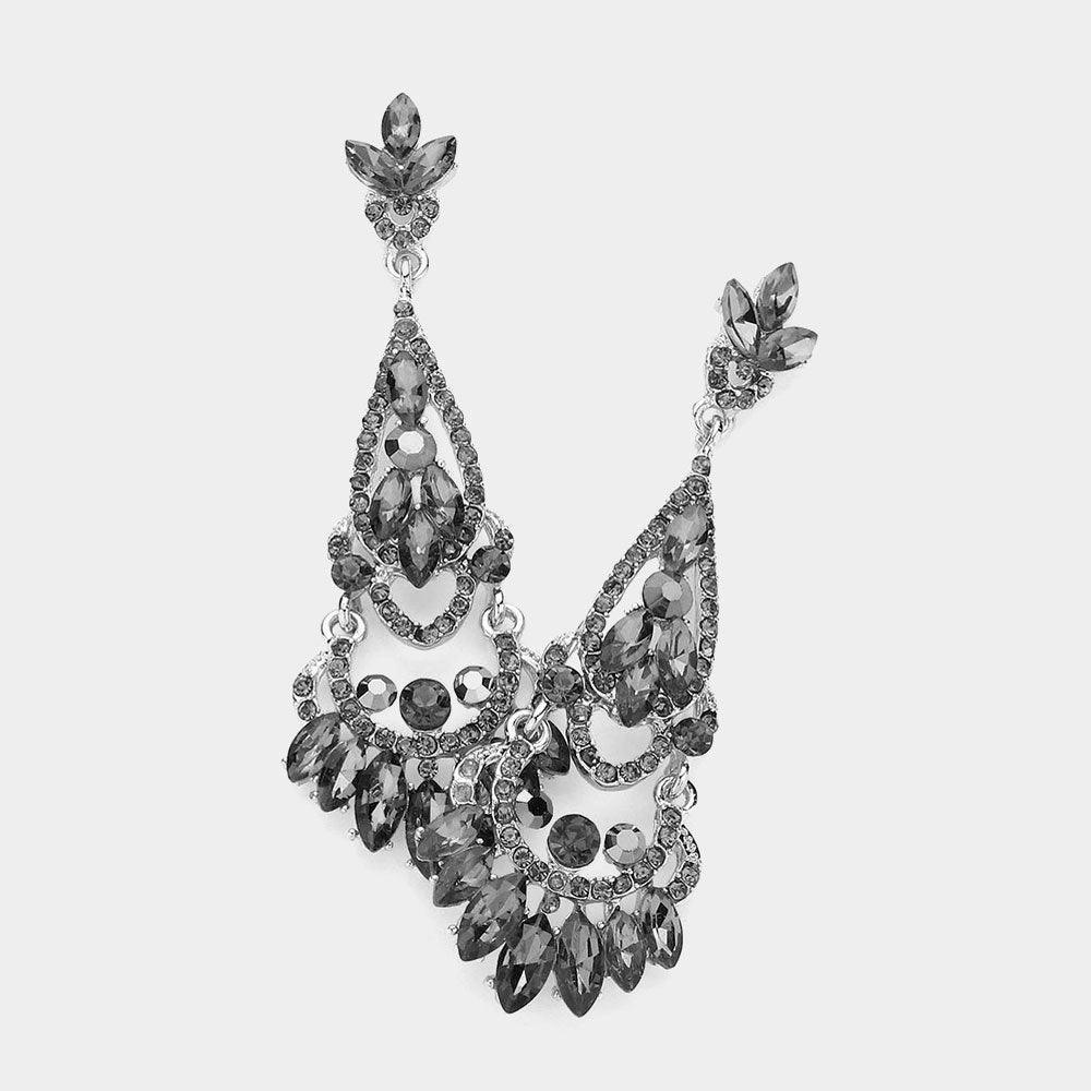 Black Crystal Rhinestone Chandelier Evening Earrings - Jewelry Store by Erik Rayo