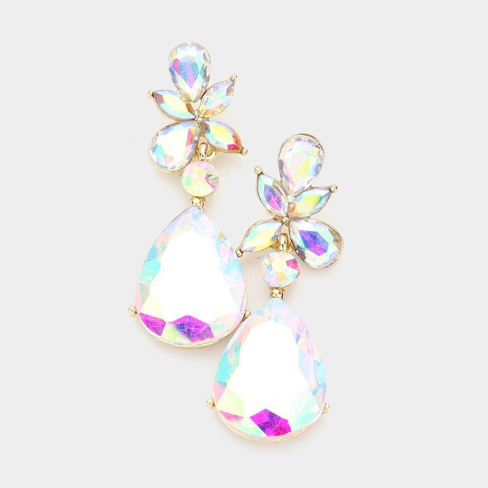 Gold Teardrop Stone Dangle Evening Earrings - Jewelry Store by Erik Rayo
