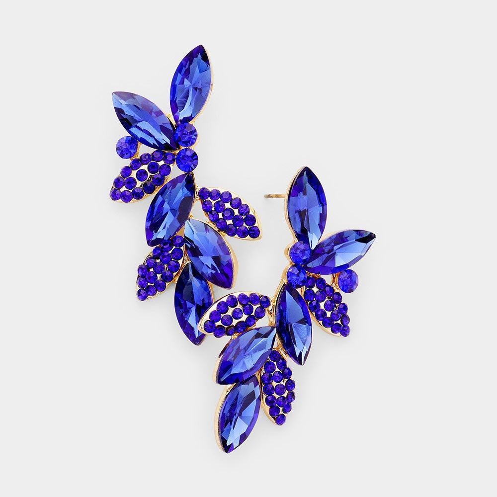 Gold Marquise Crystal Rhinestone Vine Evening Earrings - Jewelry Store by Erik Rayo