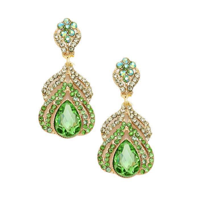 Gold Crystal Rhinestone Arabian Teardrop Evening Earrings - Jewelry Store by Erik Rayo
