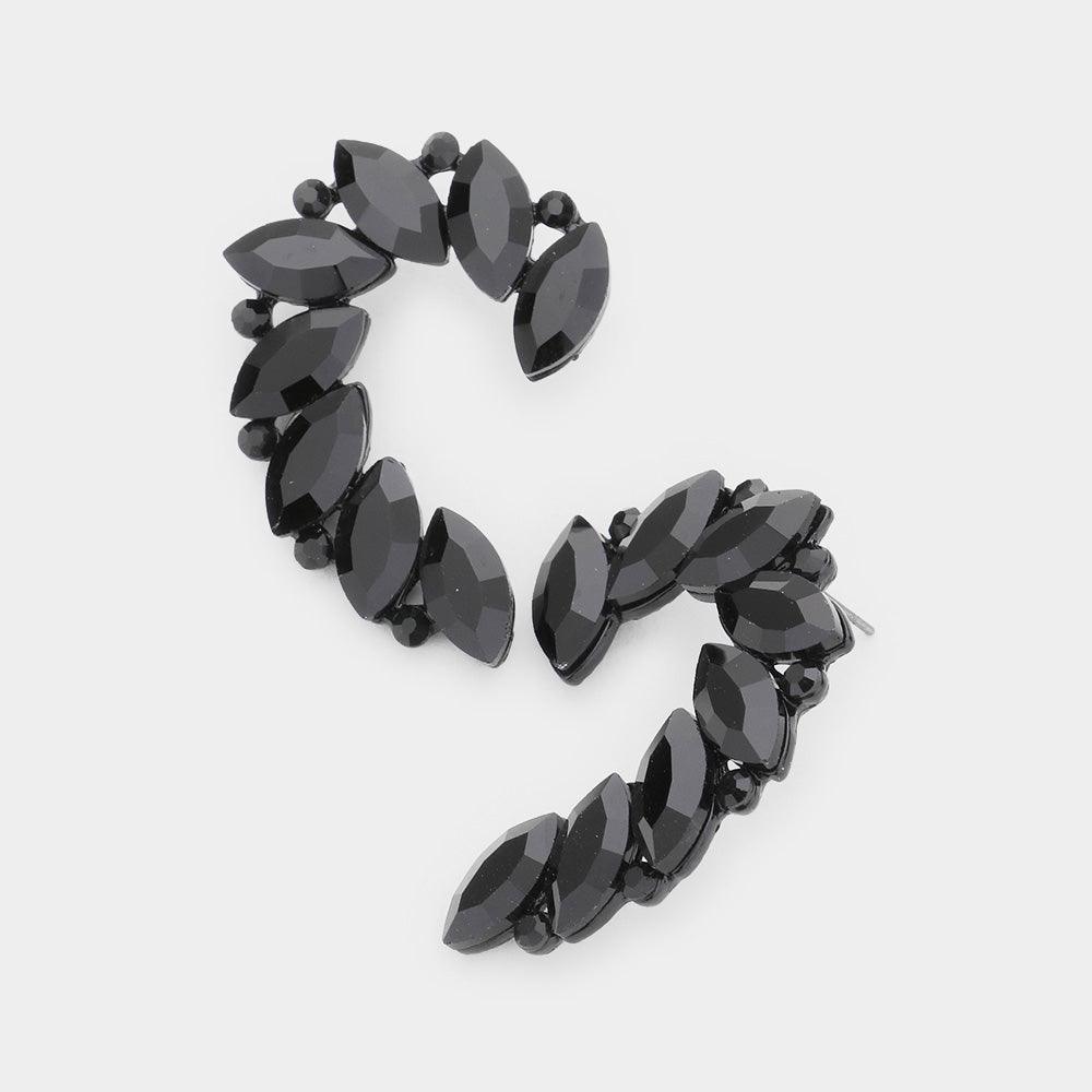 Black Crystal Marquise Accented Evening Earrings - Jewelry Store by Erik Rayo
