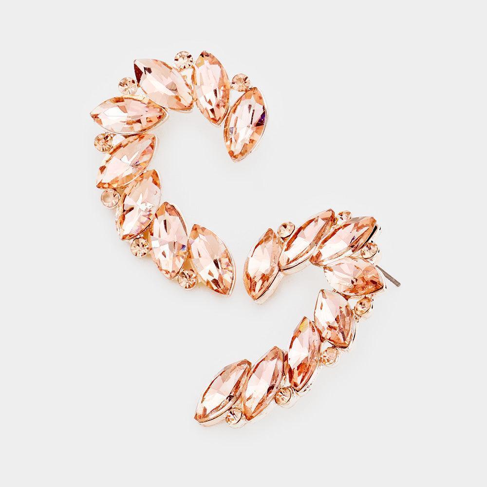 Rose Gold Crystal Marquise Accented Evening Earrings - Jewelry Store by Erik Rayo