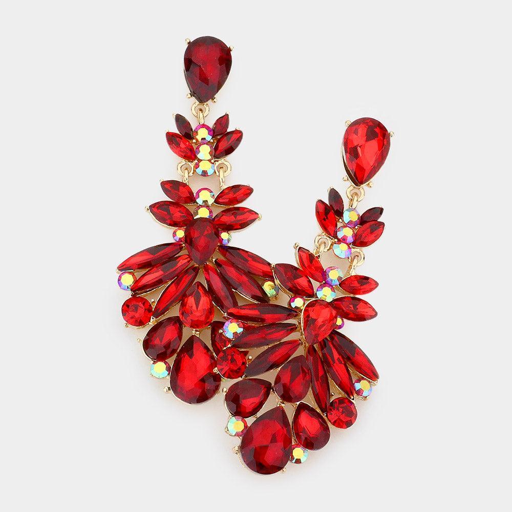 Floral Crystal Chandelier Statement Evening Earrings - Jewelry Store by Erik Rayo