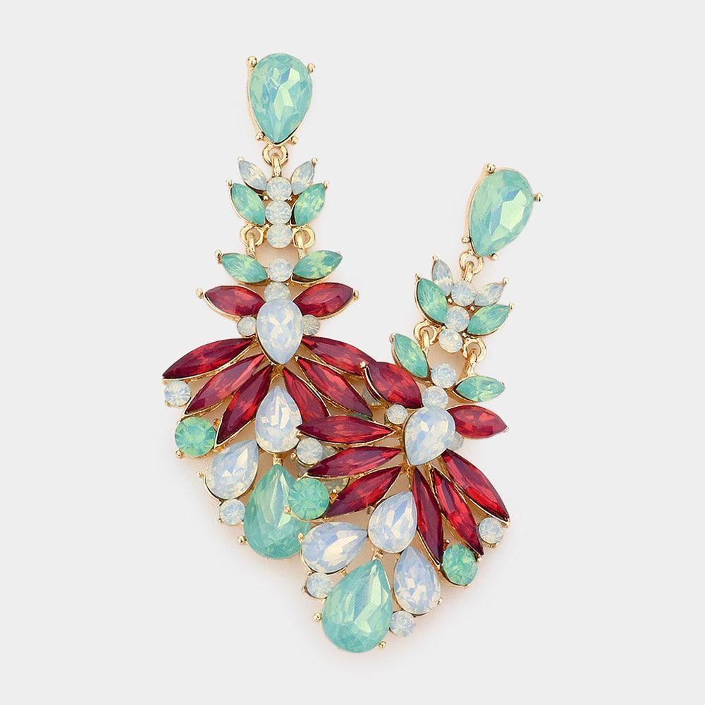 Gold Floral Crystal Chandelier Statement Evening Earrings - Jewelry Store by Erik Rayo