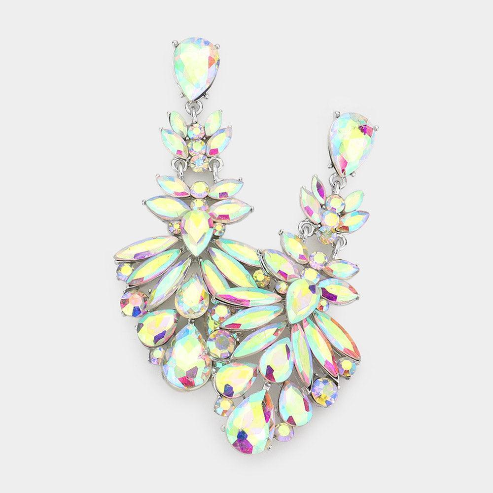 Floral Crystal Chandelier Statement Evening Earrings - Jewelry Store by Erik Rayo
