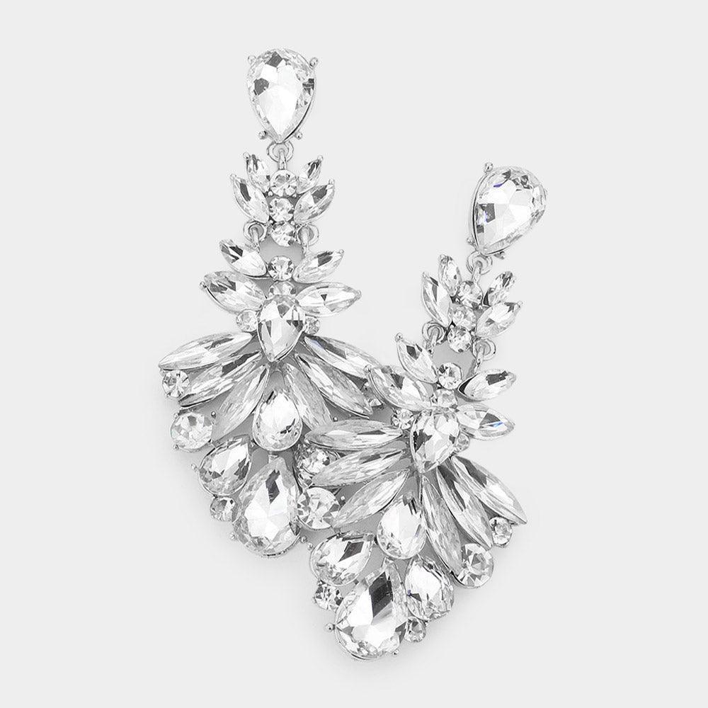 Floral Crystal Chandelier Statement Evening Earrings - Jewelry Store by Erik Rayo