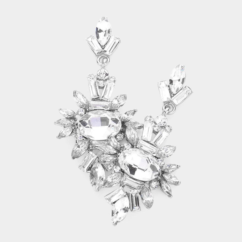 Marquise Crystal Cluster Evening Earrings - Jewelry Store by Erik Rayo