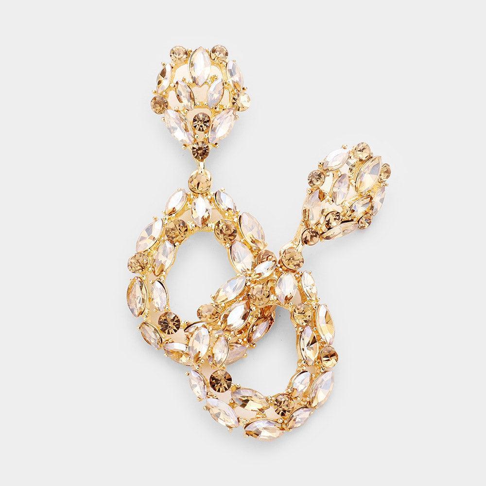 Marquise Round Stone Cluster Open Teardrop Evening Earrings - Jewelry Store by Erik Rayo