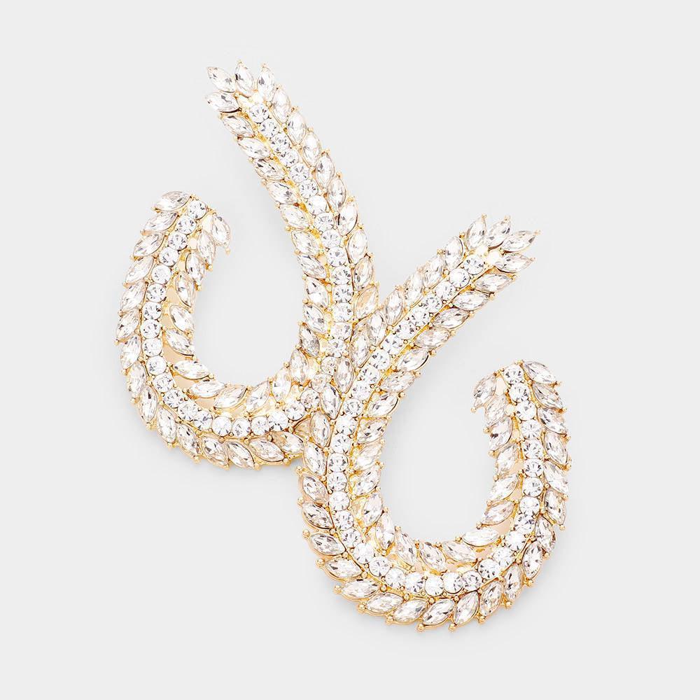 Gold Marquise Round Crystal Rhinestone Evening Earrings - Jewelry Store by Erik Rayo