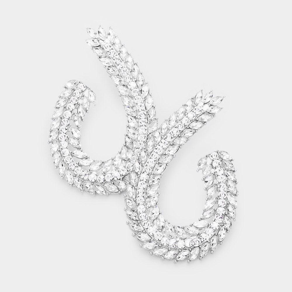 Silver Marquise Round Crystal Rhinestone Evening Earrings - Jewelry Store by Erik Rayo