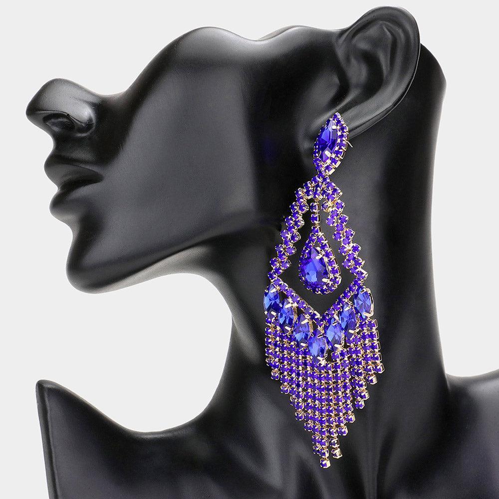 Teardrop Crystal Rhinestone Chandelier Evening Earrings - Jewelry Store by Erik Rayo