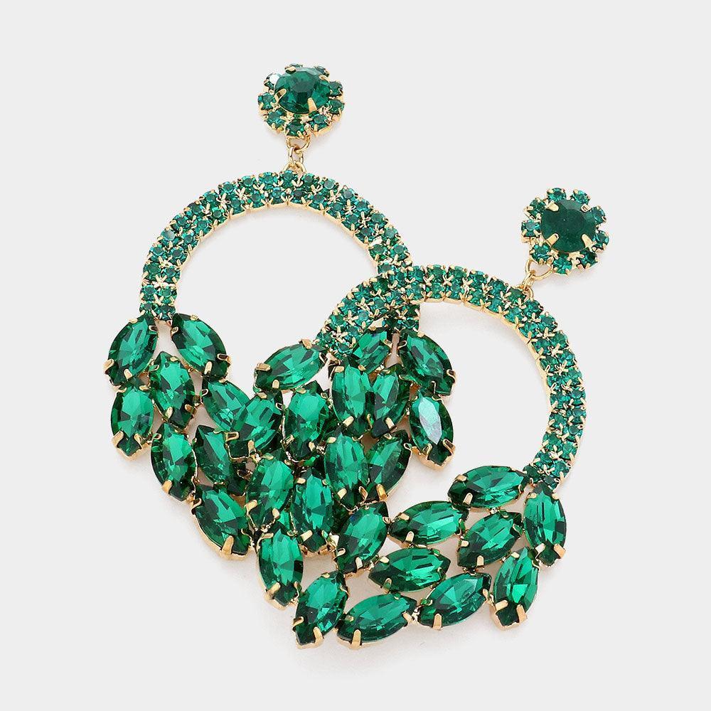 Open Circle Marquise Stone Cluster Evening Earrings - Jewelry Store by Erik Rayo