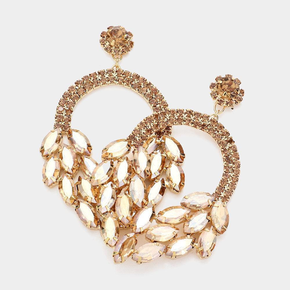 Open Circle Marquise Stone Cluster Evening Earrings - Jewelry Store by Erik Rayo